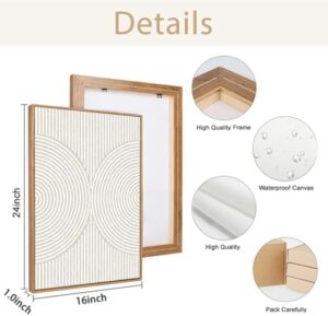 QICIFA Neutral Modern Line Framed Canvas Wall Art Set of 3, 16"x24" Large Abstract Art Wall Decor for Living Room, Beige and Black Boho Art Print for Bedroom Office - Image 3