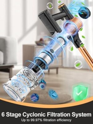 Cordless Vacuum Cleaner, 8 in 1 Vacuum Cleaner for Home with LED Display, 3 Suction Modes, 45mins Runtime Lightweight Stick Vacuum for Home Hardwood Floor, Pet Hair, Carpet - Image 5