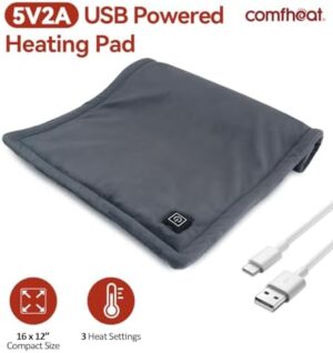 USB Heating Pad, 5V Travel Heat Pads for Airplane, Camping, FSA HSA Eligible 3 Heat Settings, Auto Off, USB Powered Small Heating Pad for Pain Relief, 16"x 12", Non-Chargeable - Image 7
