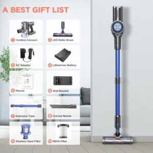 Cordless Vacuum Cleaner for Home, Stick Vacuum Cleaner with 80000 RPM Brushless Motor, 2600mAh Rechargeable Batteries, 2 Adjustable Suction, Anti-Tangle, Lightweight Handheld Vacuum for Hard Floor - Image 8