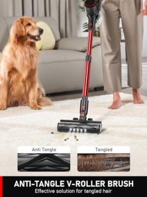 Cordless Vacuum Cleaner, 8-in-1 Vacuum Cleaners for Home, 45Mins Runtime Anti-Tangle Stick Vacuum with LED Display, 3 Modes Suction, Lightweight Vacuum for Hardwood Floor/Carpet/Pet Hair - Image 4