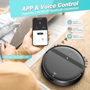 Robot Vacuum and Mop Combo, WiFi/Alexa/App Scheduling, Smart Robotic Vacuum Cleaner, Ultra-Slim & Quiet, Tangle-Free, Auto Recharge, Robot Vacuum Cleaner for Pet Hair/Carpet/Hard Floor - Image 2
