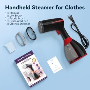 Steamer for Clothes, 15s Fast Heat-up Handheld Steamer with 9.5 Oz Large Water Tank, Hand Held Garment Steamer Fabric Clothing Wrinkles Remover, Strong Penetrating Steam Iron Wet & Dry Ironing (Black) - Image 8