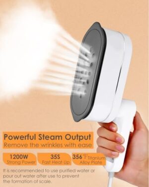 Travel Garment Steamer for Clothes, 1200W Steamer Iron for Clothes Travel Size Small Handheld Garment Steam Ironing Machine, Travel College Dorm Home Essentials - Image 3