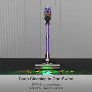 Cordless Vacuum Cleaner, 550W 48kPa 60 Mins Runtime Vacuum Cleaners for Home, Stick Vacuum with Intelligent Display, Rechargeable Battery and Anti-Tangle Brush, Perfect for Pet Hair/Carpet/Floors - Image 2