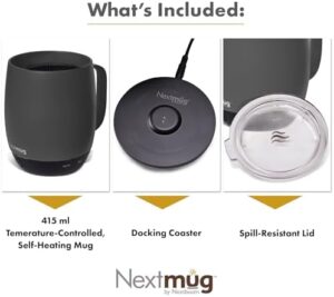 Nextmug - Temperature-Controlled, Self-Heating Coffee Mug (Graphite - 14 oz.) - Image 3