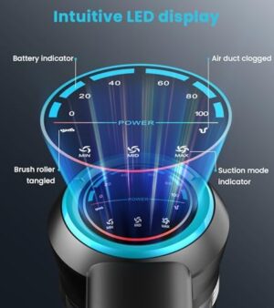 Cordless Vacuum Cleaner, 550W/45Kpa Vacuum Cleaners for Home with Self-Standing, MAX 60Mins Vacuum with LED Display, Anti-Tangled Stick Vacuum, Lightweight Vacuum Cleaner for Carpet/Pet Hair - Image 5