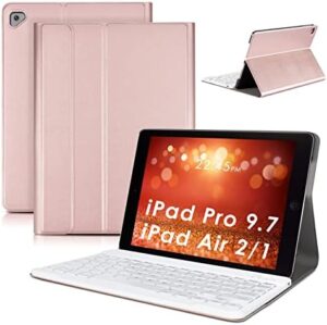 DETUOSI iPad 9.7" Case with Keyboard for iPad Air 2/ Air 1, iPad Pro 9.7, iPad 9.7 inch 2017/2018 (5th/ 6th Gen), Detachable Wireless Keyboard + Multiple Angle Stand PU Leather Cover for iPad 9.7-inch