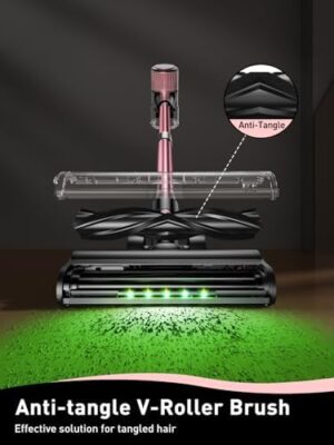 Cordless Vacuum Cleaner, 8 in 1 Powerful Suction Lightweight Vacuum Cleaner for Home, LED Display, 3 Suction Modes, 45Mins Detachable Battery Vacuum for Hard Floor Carpet Pet Hair, Pink - Image 4