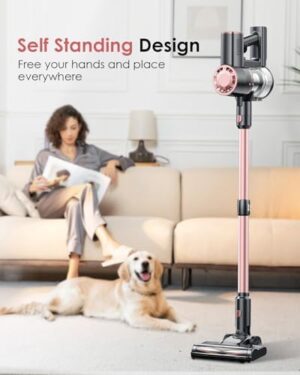 V8PRO Cordless Vacuum Cleaner for Home - 25Kpa Stick Vacuum with Self Standing Design, Max 35Min Runtime, 6 in 1 Lightweight Vacuum for Hardwood Floors and Carpet Pet Hair (Champagne) - Image 3