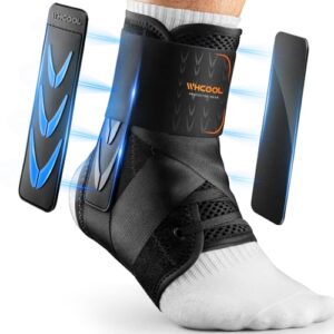 Slim-Fit Ankle Brace for Sprained Ankle, Quick Lace Up Ankle Support for Women Men With 2 Auto-Shaped Pads, Air Fabric Cool Ankle Stabilizer for Injury Recover, Running, Sports, XS(10”-11”)
