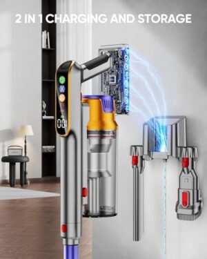 Cordless Vacuum Cleaner, 550W 45KPA 60 Mins Vacuum Cleaners for Home, Stick Vacuum with 1.8L Large Dust Cup, Wall Mount Charging, Anti-Tangle Wireless, Green Light for Pet Hair, Carpets, Hardwood - Image 6