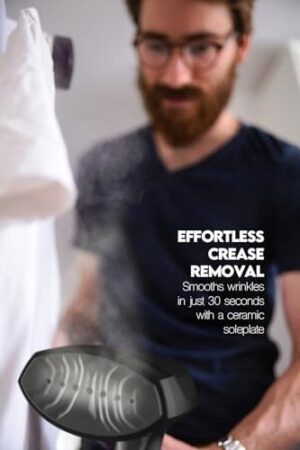 Garment Steamer, 1500W Travel Steamer with 300ml Detachable Water Tank, Fast 30s Heat-Up, Auto-Off, Handheld Steamer for Wrinkle Removal on Clothes, Garments, and Fabrics Black - Image 2