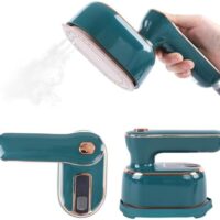 Portable Handheld Steamer Iron for Clothes – 1000W Fast Heat-up, Travel Garment Steamer & Iron 2-in-1, Compact Wrinkle Remover for All Fabrics, Mini Steamer for Home & Travel (Green)