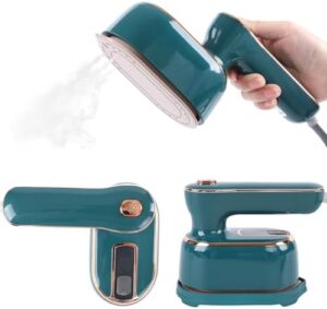 Portable Handheld Steamer Iron for Clothes – 1000W Fast Heat-up, Travel Garment Steamer & Iron 2-in-1, Compact Wrinkle Remover for All Fabrics, Mini Steamer for Home & Travel (Green)