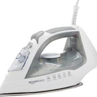 Amazon Basics Steam Iron For Clothes, Handheld Steamer, Steel Soleplate, 1700-Watt, Gray, 1.62ft