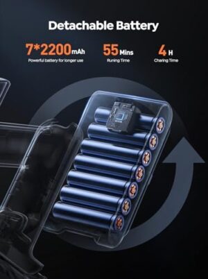 Cordless Vacuum Cleaner,450W 38Kpa 55 Mins Vacuum Cleaners for Home, Stick Vacuum Cordless with Rechargeable Wall Mount,Touch Display, Lightweight Vacuum Cleaners for Pet Hair/Carpet/Floor - Image 4