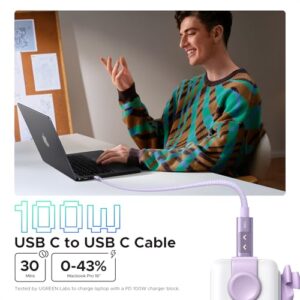 UGREEN Uno USB C to USB C Cable 100W Fast Charging Cable Type C Charging Cord with LED Display for iPhone 16/16 Plus/16 Pro/16 Pro Max/15, MacBook Pro/Air, iPad Pro/Air, Galaxy S24 Ultra 6.6FT Purple - Image 2