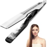 Hair Straightener, 1 Inch Steam Hair Straightener & Curling Iron 2-in-1,Fast Heat-Up, Negative Ion & Steam Hair Care,Professional Ceramic Double Voltage Straightener for Less Frizz Shinier