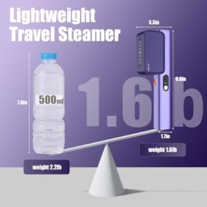 Steamer for Clothes, 100-240V Travel Steamer Portable Mini, 10s Fast Heat Up, 1000W Professional Garment Steam Iron, Clothes Handheld Wrinkles Remover, Strong Penetrating Steam, Global Travel (Purple) - Image 5