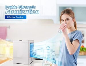 Portable Air Conditioners Fan, Evaporative Air Cooler, USB Personal Mini Air Conditioner with 3 Wind Speeds & 3 Timers Touch Screen Desktop Cooling Fan for for Home Room Camping Car Office - Image 4