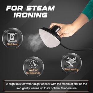 Econour 2-in-1 Mini Travel Iron & Steamer with temperature control, light indicator, and non-stick soleplate. Compact, portable, and ideal for travel, crafting, quilting, sewing, and handcraft project - Image 8