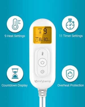 Comfytemp Weighted Heating Pad for Period Cramps & Back Pain Relief, FSA HSA Eligible, 2.2lb Menstrual Heating Pad, Mothers Day Gifts for Mom/Women/Wife, 12" x 24" Electric Heat Pad with 9 Heat Level - Image 4