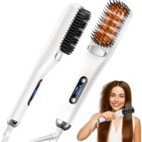 Steam Hair Straightener Brush - 3-in-1 13 Temperatures Straightening Comb - 3s Fast Heating, Nourish, Prevent Scalp Burn, Hair Protection, for Home Use and Travel, Gift for Women