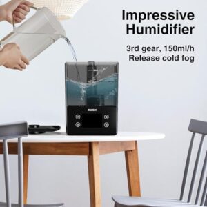 Air Humidifiers for Bedroom and Baby, Home & Plants - KUICH 2.4L Cool Mist Humidifiers for Nursery, 26db Quiet Top Fill Air Humidifier Lasts Up to 30 Hours, Auto Shut-Off, Easy to Fill and Clean,Black - Image 3