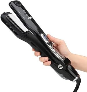 Steam Flat Iron Hair Straightener - Professional Hair Straightening Irons for Smooth and Frizz-Free Results (Black) - Image 7