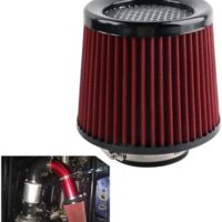 Air Intake Filter 3" Cone Air Filter Quality Dry Compatible with Car and MotorcycleClosed-Top Cool Air Filter 76mm(Red)