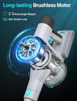 8-in-1 Cordless Stick Vacuum Cleaner, Lightweight, 40-Minute Runtime, Powerful Suction, Anti-Tangle for Pet Hair, Great for Hardwood Floors, Short-Pile Carpets, Stairs, Sofa, Gaps, and More - Image 5