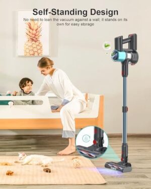 Cordless Vacuum Cleaner, 23KPA Powerful Suction, 35 Mins Runtime Vacuum Cleaners for Home, Stick Vacuum Self-Standing, Wall Mount Charging, 3 Mode Handheld Vacuum for Pet Hair/Carpet/Floor - Image 4