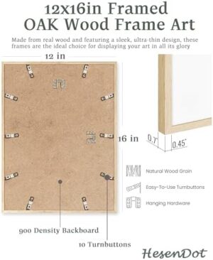 HesenDot Natural OAK Wood Yosemite National Park Framed Wall Art,12x16in Natural Scenery Canvas Wall Print,Classic Urban Landmark Wall Decor for Living Room,Bedroom,Office Gallery Gifts Set of 1 - Image 5