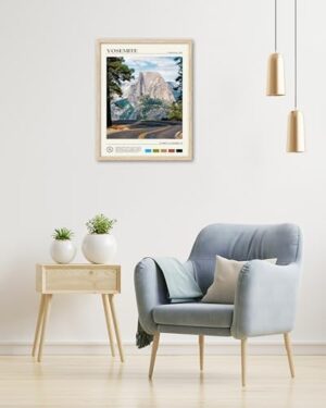 HesenDot Natural OAK Wood Yosemite National Park Framed Wall Art,12x16in Natural Scenery Canvas Wall Print,Classic Urban Landmark Wall Decor for Living Room,Bedroom,Office Gallery Gifts Set of 1 - Image 8