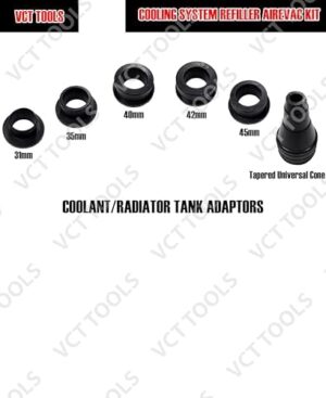 VCT 8pc Coolant System Refiller Kit, 3 Adapters, Remove Air Trapped in Cooling System, Test Radiator and Heating Core Lines for Leaks, Fits Most Radiator Necks and Coolant Reservoirs - Image 3