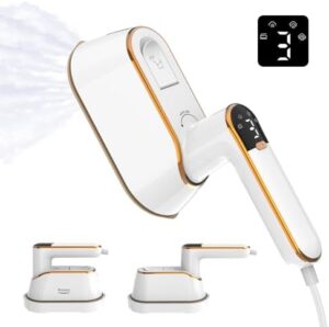 Portable Travel Steamer Iron for Clothes with LCD Display - 4 Mode Handheld Mini Clothing Steam Iron, 1200W Small Garment Steamer, Hand Held Fabric Steamer for Home, Dorm, Travel (120V ONLY)(White)