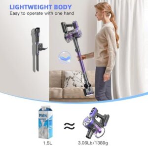 Cordless Vacuum Cleaner,Vacuum Cleaners for Home with Super Suction,Stick Vacuum Cleaner Rechargeable Up to 35 Mins Runtime,Lightweight Hardwood Floor Vacuum for Pet Hair,Carpet(Light Purple) - Image 3