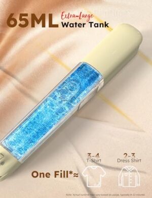 Travel Steam Iron, 180° Rotates to Clip, Hang, Flat Iron for Clothes, Curtains, 2025 LeakProof & Anti-Splash Tech, Fast De-Wrinkle, Crisp Crease, XL Tank, Easy Grip, Portable, Apt, Cruise, Dorm - Image 7