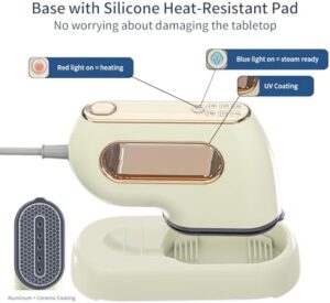 Portable Travel Steamer Iron for Clothes: Mini Handheld Garment Steam Ironing Machine for Clothing - Professional Small Size Hand Held Traveling Fabric Steamers for Wrinkle on Dress Shirt (Beige) - Image 5