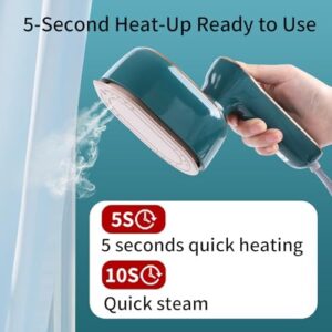 Portable Handheld Steamer Iron for Clothes – 1000W Fast Heat-up, Travel Garment Steamer & Iron 2-in-1, Compact Wrinkle Remover for All Fabrics, Mini Steamer for Home & Travel (Green) - Image 5