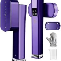 Portable Steamer for Clothes, 1200W Flat-Hanging Travel Steamer, 3 Levels for Powerful Handheld Clothes Steam, 15s Fast Heating for Travel Home Office and Dorm, 100ml(Purple)