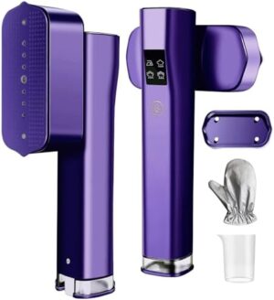 Portable Steamer for Clothes, 1200W Flat-Hanging Travel Steamer, 3 Levels for Powerful Handheld Clothes Steam, 15s Fast Heating for Travel Home Office and Dorm, 100ml(Purple)