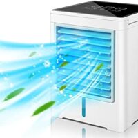 Portable Air Conditioners Fan, Evaporative Air Cooler, USB Personal Mini Air Conditioner with 3 Wind Speeds & 3 Timers Touch Screen Desktop Cooling Fan for for Home Room Camping Car Office