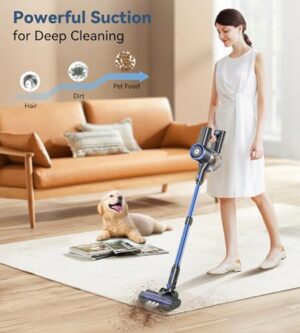 NADALY Cordless Vacuum Cleaner, Stick Vacuum with 3 Powerful Suction Modes, Max 45 Mins Runtime, Anti-Tangle Vacuum Cleaner for Home, 8-in-1 Rechargeable Vacuum for Carpet, Pet Hair, Hard Floors - Image 2