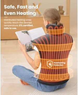 BOB AND BRAD Weighted Heating Pad for Back Pain Relief, 24" x34'' Electric Heated Wrap for Neck and Shoulder, 6 Heat Settings, Full Body Heating Pad, ETL Certified, FSA HSA Eligible - Image 3