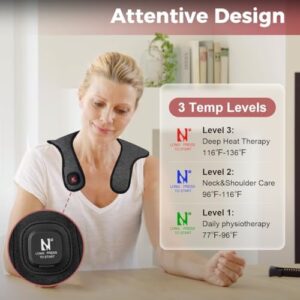 Heated Neck Wrap Cordless, Electric Heating Pad for Neck & Shoulder Pain Relief, Portable Heating Pad Mini for Relief of Sore Muscles, Gifts for Men & Women (Grey) - Image 3