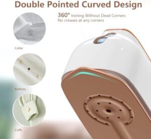 Travel Steamer, 1300W 15S Heat Up Portable Steamer for Clothes, 180°Rotatable, 3 Steam Modes, Wet and dry Steamer Iron for Travel College Dorm Home Essentials, Anti-heat Glove included - Image 3