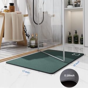 Bath Mat Rugs - Bath Mats for Bathroom Non Slip Absorbent Quick Dry Rubber Backed Thin Bath Rug - Bathroom Floor Mat Bathmat Stain Resistant Easy Care, Machine Washable 17"x32", Dark Green - Image 2