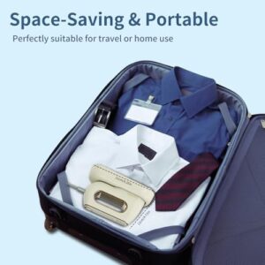 Portable Travel Steamer Iron for Clothes: Mini Handheld Garment Steam Ironing Machine for Clothing - Professional Small Size Hand Held Traveling Fabric Steamers for Wrinkle on Dress Shirt (Beige) - Image 7